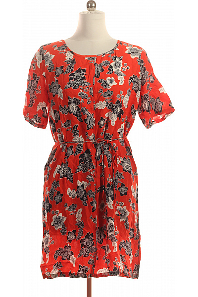 Minimum Dámské šaty S Krátkým Rukávem Květované S Páskem Volnočasové Letní Vel. 40