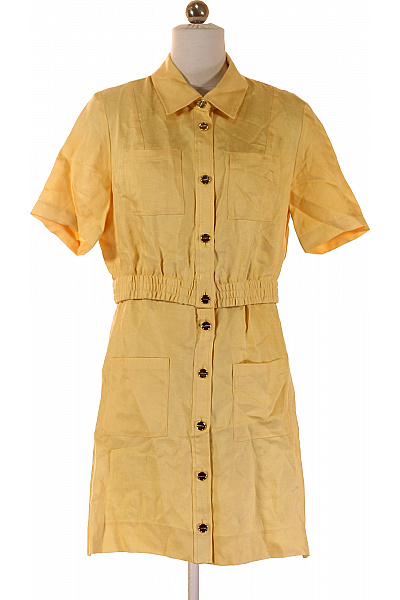 Sandro Dámské Košilové šaty žluté Letní S Kapsami Vel. 36