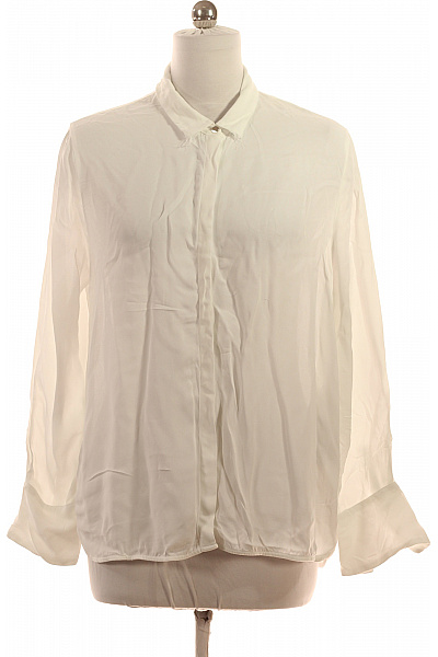 S.OLIVER Dámská Viskózová Bílá Průhledná Košile Dlouhý Rukáv Ležérní Volná Velikost 44