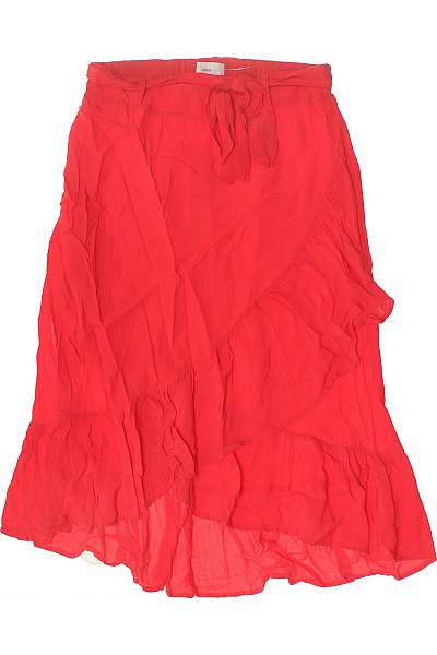 minimum Dámská červená zavinovací midi sukně s páskem a volánky Vel. 34 | minimum | obrázek 2