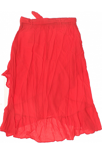 minimum Dámská červená zavinovací midi sukně s páskem a volánky Vel. 34 | minimum | obrázek 3