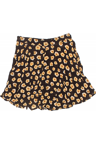 Dámská viskózová krátká áčková sukně hnědá květinová vzorovaná letní volná Velikost 36 | Unimoda | obrázek 3