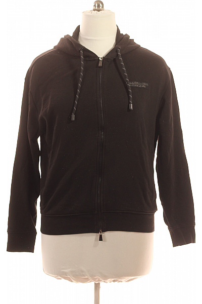 ARMANI Dámská černá Mikina S Kapucí A Zipem Streetwear Velikost L