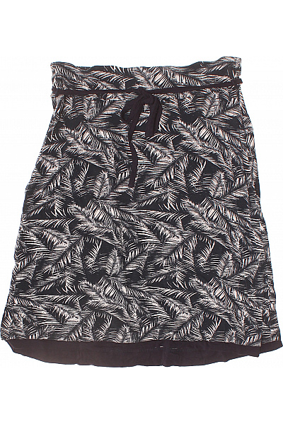 TOM TAILOR Dámská černobílá Letní Mini Sukně S Potiskem Listů A Pružným Pasem Velikost 38