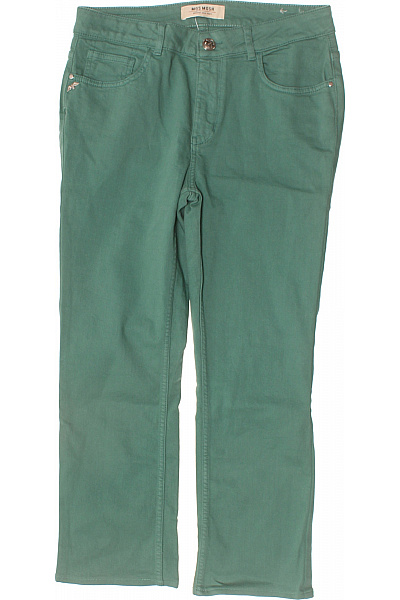 Mos Mosh Dámské Bavlněné Zelené Džíny Rovné S Kapsami Strečové Klasické Velikost 28