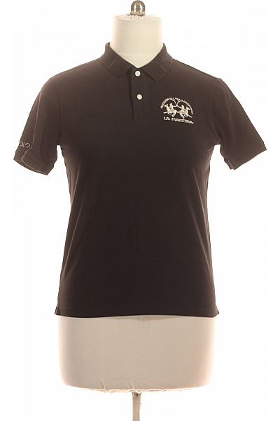 La Martina Pánské Bavlněné Polo Tričko S Krátkým Rukávem A Výšivkou černé Velikost L