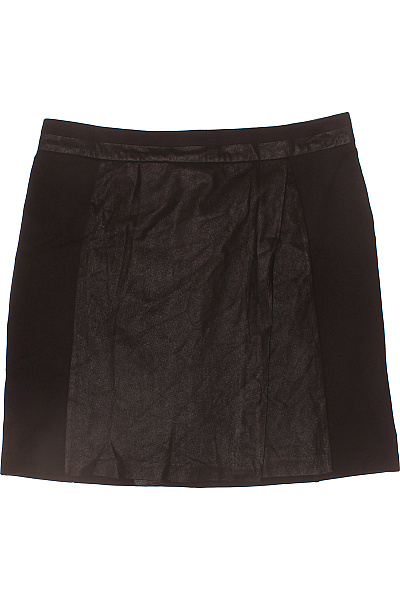 COMMA Dámská černá viskózová mini sukně koženkový panel rovná Vel. 44 | COMMA | obrázek 2