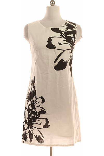 kraimod Bílé lněné krátké šaty květované denní rovné Velikost 38 | kraimod | obrázek 2