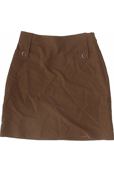Marks & Spencer Hnědá áčková Sukně S Kapsami Nad Kolena Vel. 34