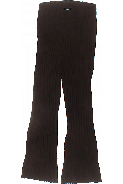 Dámské žebrované Zvonové Kalhoty Volnočasové Dlouhé černé Velikost M