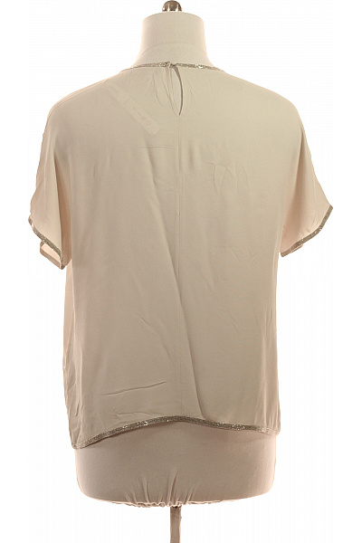 FABIANA FILIPPI Dámská halenka s krátkým rukávem a kamínky elegantní béžová acetátová Vel. XL | FABIANA FILIPPI | obrázek 2