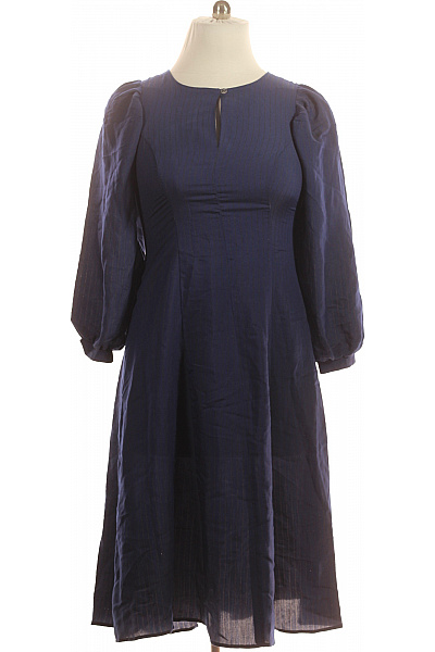 Closet Dámské šaty Modré Midi S Krátkým Rukávem Volnočasové Velikost US 12