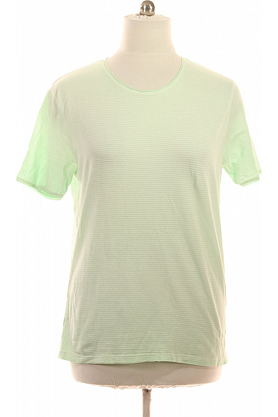 CINQUE Dámské Tričko S Krátkým Rukávem Pruhované Zelené Bavlněné Basic Velikost L