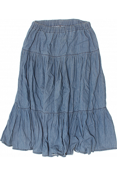 Dámská bavlněná modrá dlouhá nabíraná volná riflová sukně Vel. 28 | Unimoda | obrázek 2