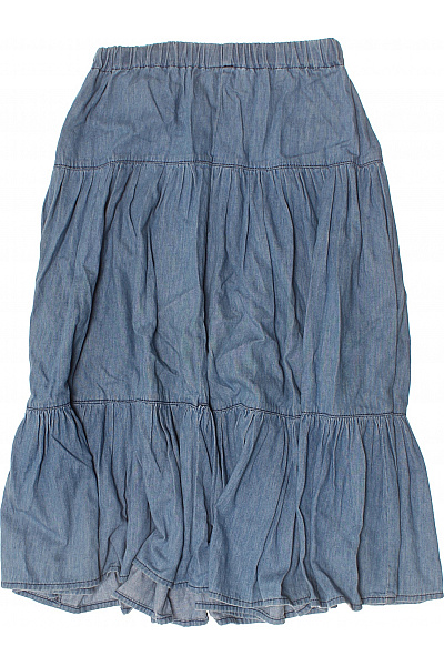 Dámská bavlněná modrá dlouhá nabíraná volná riflová sukně Vel. 28 | Unimoda | obrázek 3