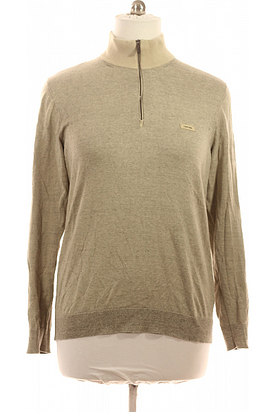 Calvin Klein Pánský Svetr S Dlouhým Rukávem A Stojáčkem Na Zip Z Bavlny Vel. XL