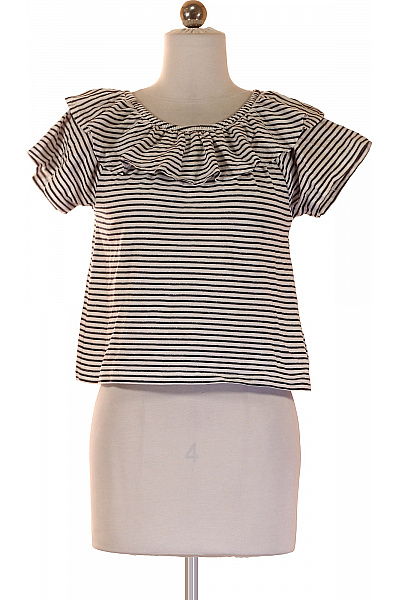 KIDS Dívčí bavlněné pruhované tričko s volánem krátký rukáv | KIDS | obrázek 2