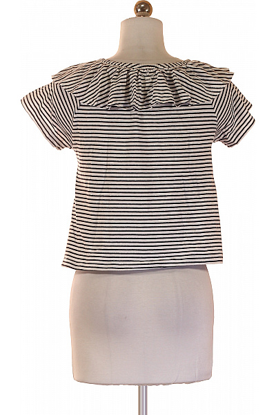 KIDS Dívčí bavlněné pruhované tričko s volánem krátký rukáv | KIDS | obrázek 3