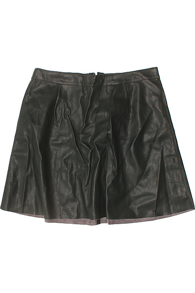 VILA Dámská kožená minisukně černá áčková rozšířená se zipem Velikost L | VILA | obrázek 2