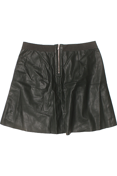VILA Dámská kožená minisukně černá áčková rozšířená se zipem Velikost L | VILA | obrázek 3