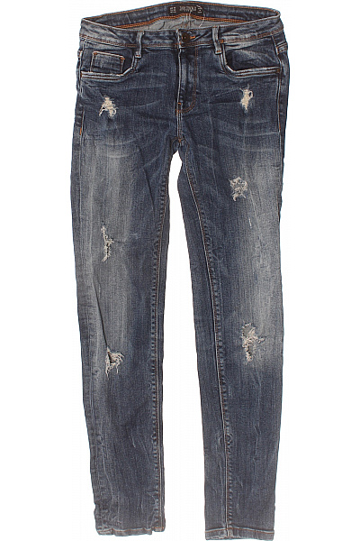 ZARA Dámské Džíny Skinny Modré Seprané S Dírami Velikost 38