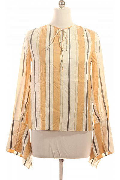 LANVIN PARIS Dámská hedvábná halenka s dlouhým rukávem a mašlí pruhovaná Velikost 38 | LANVIN PARIS | obrázek 2