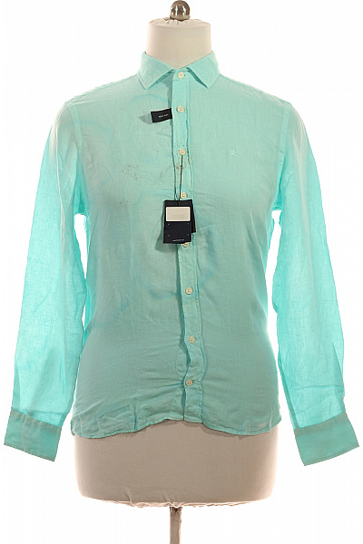 HACKETT Pánské Lněné Košile S Dlouhým Rukávem Elegantní Ležérní Velikost M