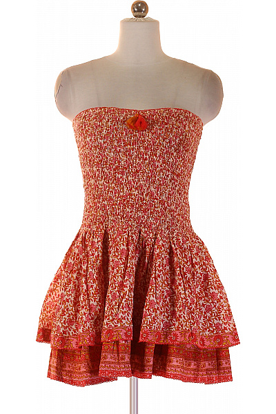 Dámské Bavlněné šaty Bez Rukávů S Květinovým Potiskem A Volánky Letní Boho Vel. M