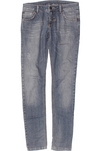 Pinko Dámské Bavlněné Modré Džíny Strečové Seprané úzké S Kapsami Velikost 27