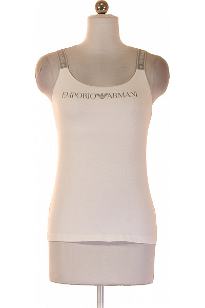 ARMANI Dámské Tílko Bez Rukávů S Nápisem Basic Bílé Velikost S