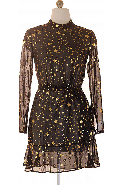 VALENTINO Dámské šaty s dlouhým rukávem černé se zlatými hvězdami elegantní na párty Vel. 36 | VALENTINO | obrázek 2