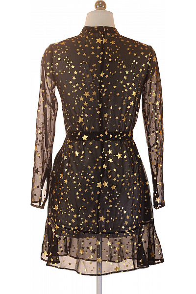 VALENTINO Dámské šaty s dlouhým rukávem černé se zlatými hvězdami elegantní na párty Vel. 36 | VALENTINO | obrázek 3