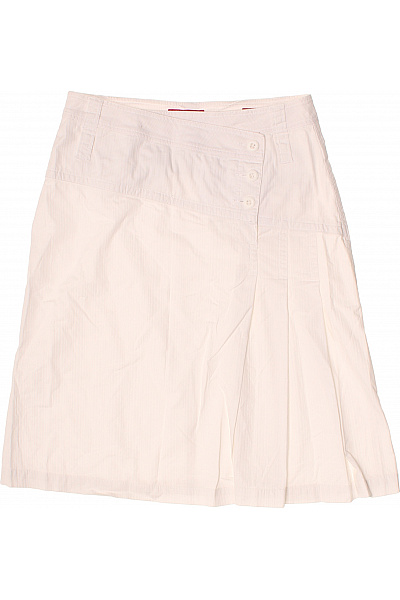 s.OLIVER Bílá bavlněná midi sukně pruhovaná plisovaná áčková s knoflíky Vel. 36 | s.OLIVER | obrázek 2