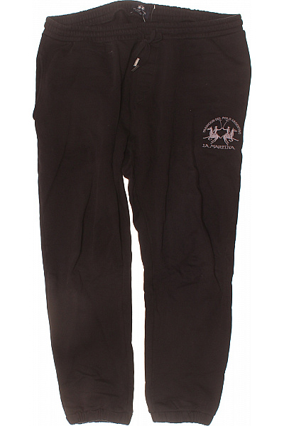 La Martina Pánské Bavlněné Tepláky černé Volnočasové S Potiskem Vel. XXL