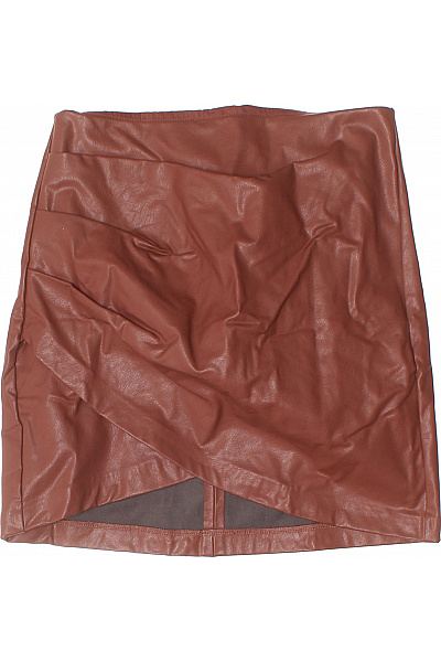 STRADIVARIUS dámská hnědá koženková nabíraná mini sukně asymetrická Velikost 34 | STRADIVARIUS | obrázek 2