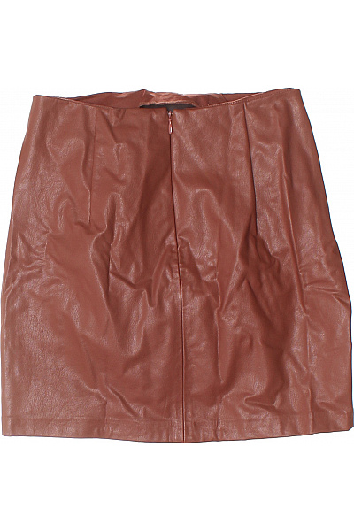 STRADIVARIUS dámská hnědá koženková nabíraná mini sukně asymetrická Velikost 34 | STRADIVARIUS | obrázek 3