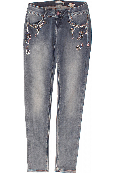 Dámské Džíny Skinny S Kamínky Modré Vel. 25