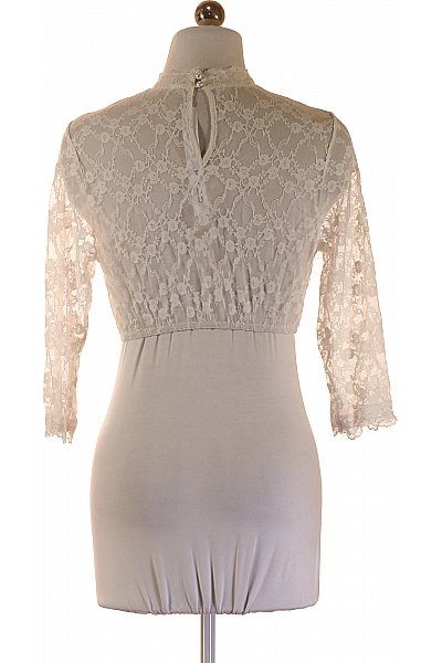 Dámské tričko vintage krajkové se stojáčkem bílé Velikost S | Unimoda | obrázek 2