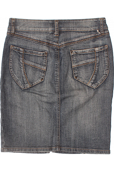 MANGO Dámská džínová sukně modrá s kapsami a rozparkem ke kolenům Velikost 34 | MANGO | obrázek 3