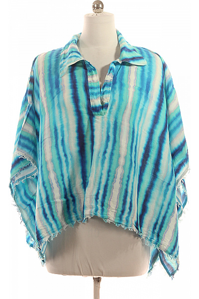 Dámská viskózová tunika oversize modrá pruhovaná letní s límečkem | Unimoda | obrázek 2