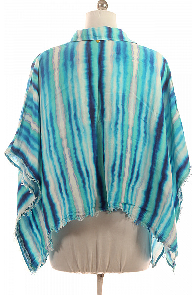 Dámská viskózová tunika oversize modrá pruhovaná letní s límečkem | Unimoda | obrázek 3