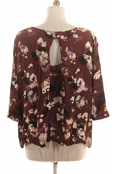 s.OLIVER Viskózová dámská halenka vínová květinová volná oversize s krátkým rukávem Velikost 48 | s.OLIVER | obrázek 2