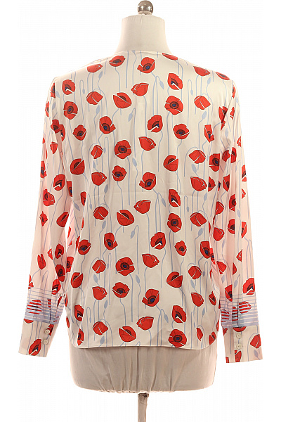 MARCCAIN Dámská polyesterová halenka s dlouhým rukávem bílá červená květinová vzorovaná volná Velikost XL | MARCCAIN | obrázek 3