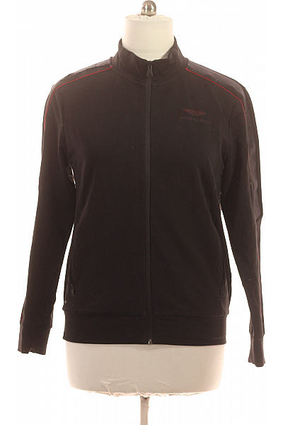 Pánská černá Mikina Bez Kapuce Na Zip S Logem Aston Martin Vel. L