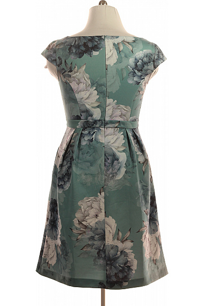 Swing Zelené květované koktejlové šaty midi polyesterové Vel. M | Swing | obrázek 3