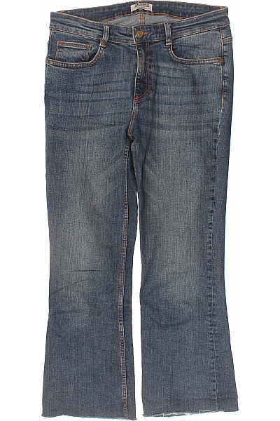 ZARA Dámské Modré Džíny Strečové Seprané Zvonové S Roztřepenými Nohavicemi Vel. 40