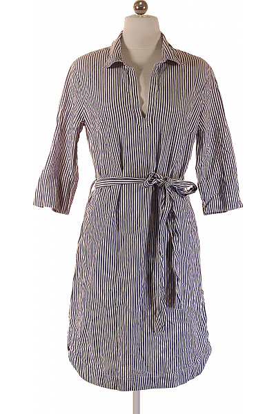 LAWRENCE GREY Dámské Pruhované šaty S Páskem Košilové Letní Volnočasové Velikost 38