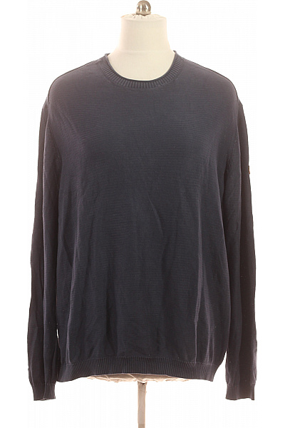 Camel Active Pánské Bavlněné Mikiny Bez Kapuce Pruhované Modré Crewneck Velikost 4XL