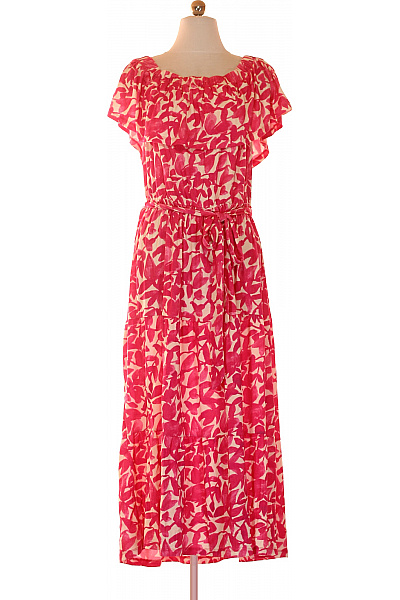 BONPRIX dámské šaty s krátkým rukávem květované s páskem volné letní Velikost L | BONPRIX | obrázek 2