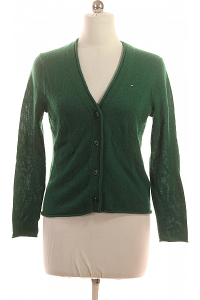 TOMMY HILFIGER Dámský vlněný zelený kardigan propínací s výstřihem do V basic Vel. EU S | TOMMY HILFIGER | obrázek 2